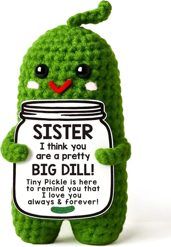 Miniatura 15 de MAMAGIFTREE Regalos de cumpleaños para el Día del Padre de parte de hija o hijo, pepinillo de ganchillo hecho a mano, regalo con texto en inglés "I