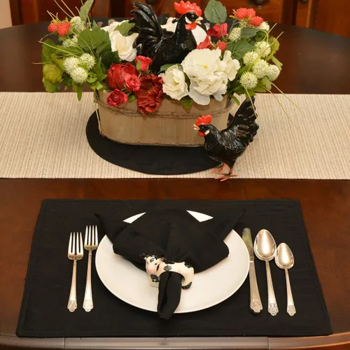 Miniatura 4 de Servilletas de tela jacquard Black Leaf - Juego de cuatro