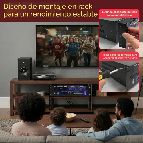 Miniatura 4 de Pyle - Amplificador híbrido Bluetooth para el hogar - Receptor de amplificador de potencia estéreo de montaje en rack de 6 canales, 2000 W