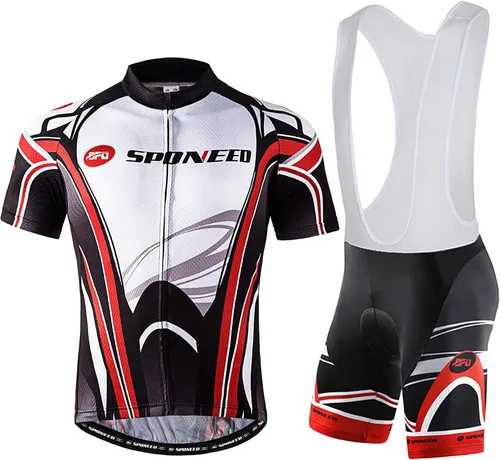 sponeed Pantalones cortos de los hombres Bib y Jersey Ciclismo Kits Set Road Bike Outdoor Riding Sportswear