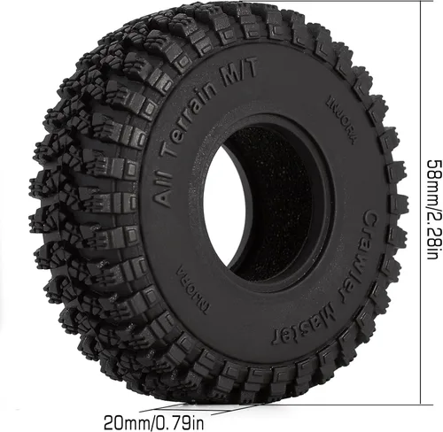 Miniatura 2 de INJORA 1.0 Neumáticos - Neumáticos S5 todo terreno para TRX4M SCX24 AX24 FCX24 Piezas de actualización, 58 * 20mm, T1008
