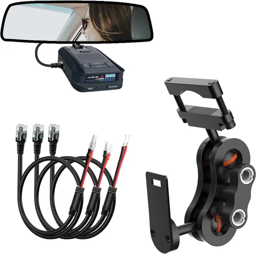 Miniatura 9 de SDSACZMU Soporte para Detector de Radar, Soporte de Montaje de Radar de Varilla de Espejo Retrovisor + Kit de Cable de Alimentación de Cableado