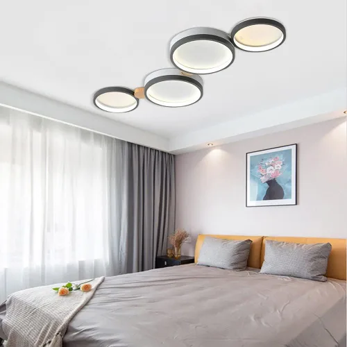 Miniatura 16 de Lámpara de techo LED de 3 luces, 22 pulgadas, moderna lámpara de techo empotrada de madera de 20 W regulable para sala de estar, dormitorio, cocina