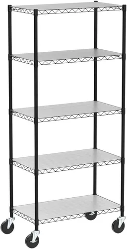 Miniatura 4 de CAPHAUS NSF - Estantería de grado comercial de alta resistencia con ruedas, pies niveladores y forros, estante de metal, para almacenamiento