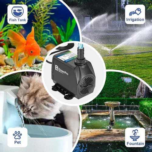 Miniatura 7 de Bomba de agua sumergible de 800 GPH (3000 L/H 60 W), bomba de fuente ajustable ultra silenciosa con 4 boquillas de elevación de 10 pies de alto