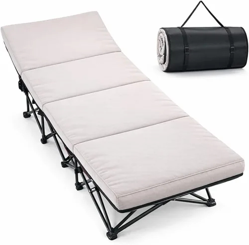 Miniatura 31 de ABORON Catre de Camping para Adultos de 28" Extra Ancho, Resistente 1200D Oxford Catre para Dormir, Cama de Campamento Plegable Portátil con Gris