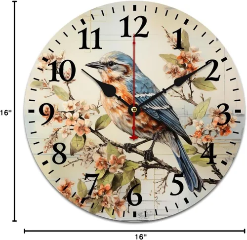 Miniatura 9 de Reloj de pared retro vintage de 16 pulgadas, estilo francés, estilo toscano y estilo vintage, funciona con pilas, con movimiento de cuarzo, números