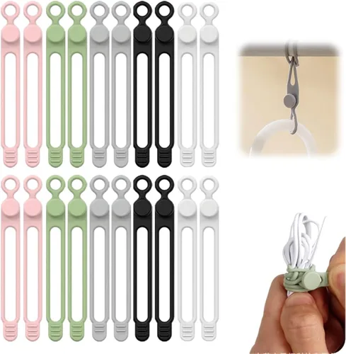 Miniatura 10 de Organizador de Cables, 2026 Actualización de Sujetadores de Cable de Silicona, Organizadores de Cables para Auriculares, Organizadores de Cables