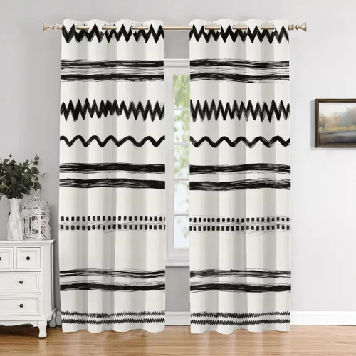 Miniatura 163 de Cortinas opacas de poliéster multicapa para cafetería, con diseño de diamantes, 2 unidades, 26 x 24 pulgadas
