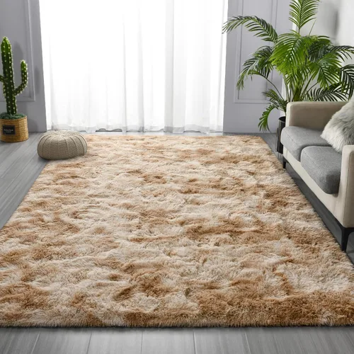 Miniatura 3 de Deerhoo Alfombra de Área Shag, 4 X 6 pies Alfombras de Felpa Teñidas Suaves y Peludas para Sala de Estar, Alfombra Ultra Suave Esponjosa y Peluda
