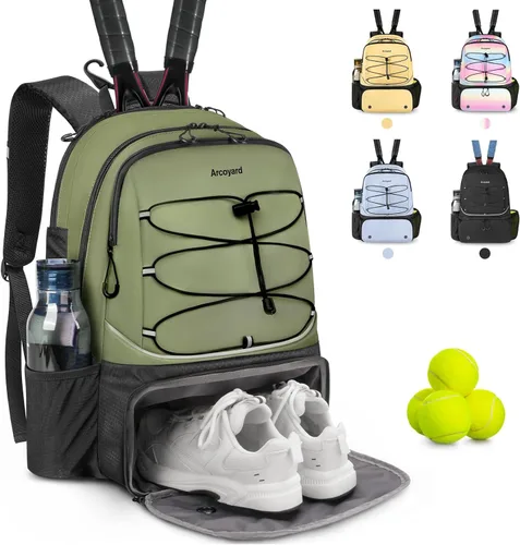 Miniatura 15 de Mochila de Tenis Arcoyard con Capacidad para 2 Raquetas, Bolsas de Tenis Profesionales para Mujeres, Mochila de Tenis con Compartimento Ventilado