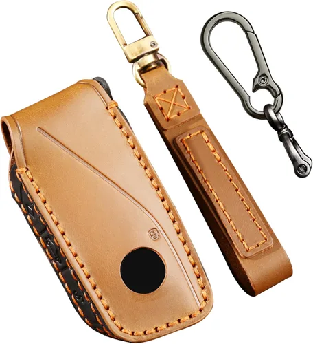 Miniatura 8 de OLLEN Funda para llavero de cuero genuino, compatible con BMW 2023~arriba Nueva Serie 5/7 740i 760i X1 X2 X3 X5 X6 X7 XM IX IX3 I5 I7, etc.