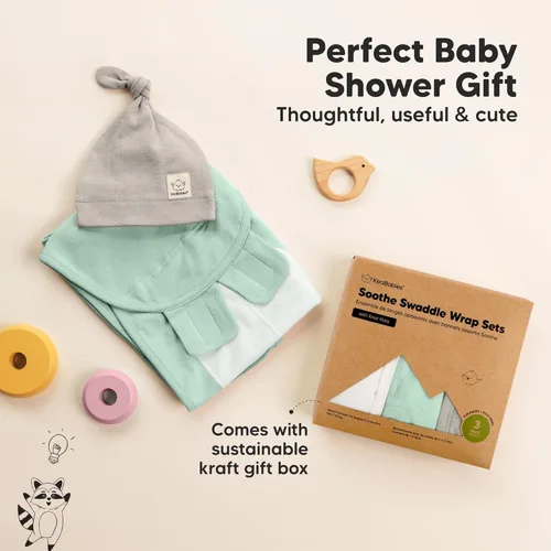 Miniatura 9 de KeaBabies Paquete de 3 mantas envolventes para recién nacidos, niñas, niños con gorros - Sacos de dormir suaves y orgánicos para bebés, juego