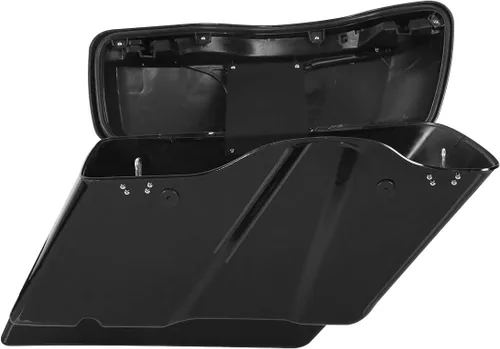 Miniatura 5 de TCT-MOTORPARTS - Alforja extensa de 5 pulgadas con pestillos negros, color negro brillante Negro vívido con pestillos negros