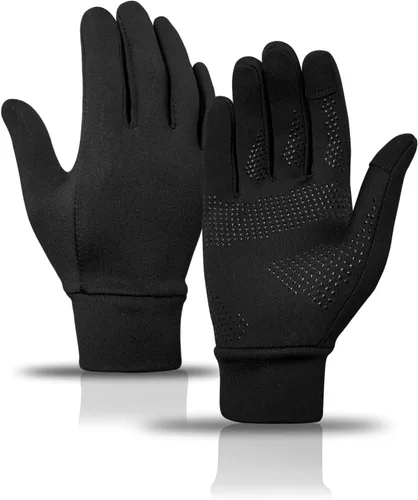 Guantes de invierno para correr para hombres y mujeres, forro térmico para clima frío, guantes térmicos cálidos negros para pantalla táctil, guantes