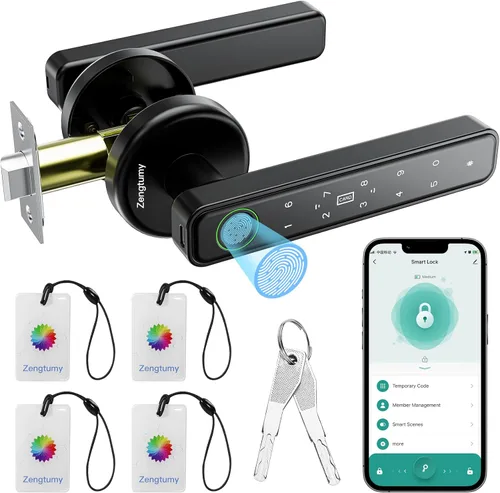 Cerradura de puerta con huellas dactilares, cerraduras de puerta para dormitorios, cerradura biométrica de puerta con huella