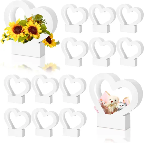 Miniatura 9 de Sinmoe 12 cajas de flores en forma de corazón de graduación para ramos de flores, bolsa de regalo de flores, bolsas de regalo vacías de boda