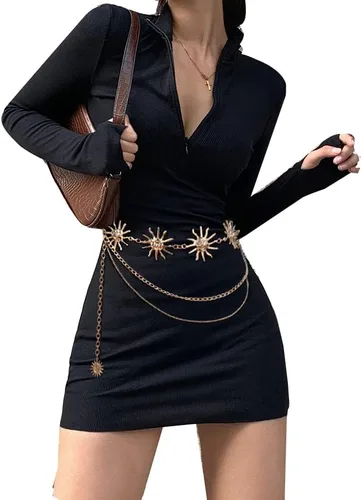Miniatura 3 de Cinturón de cadena de metal de varias capas para mujer, estilo bohemio, para el sol, para el vientre, para la cintura
