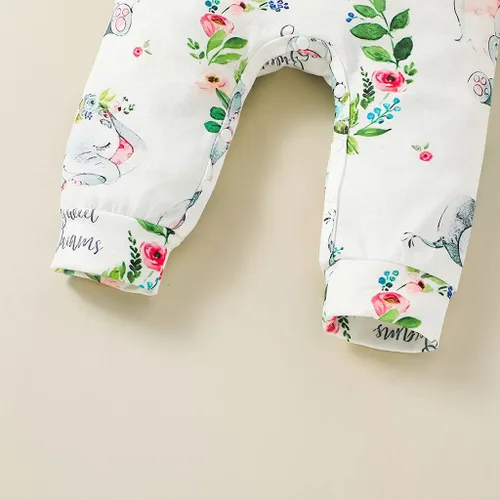 Miniatura 5 de DDLUZQual Mameluco unisex para bebé niña, traje recién nacido, mameluco para bebé bebé, lindo mono con estampado de elefantes