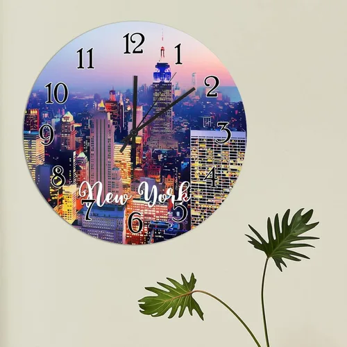 Miniatura 4 de Reloj de pared de la ciudad de Estados Unidos, reloj de pared silencioso sin tictac, reloj de pared redondo de ciudades en los estados de Nueva