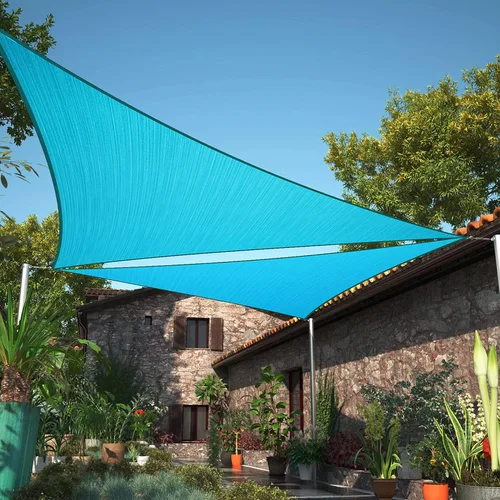 ShadeMart 17 x 17 x 24 pies Turquesa Toldo parasol tipo vela UPF50 triángulo derecho smTAPRT18 tela para pérgola, tela para pantalla, permeable al