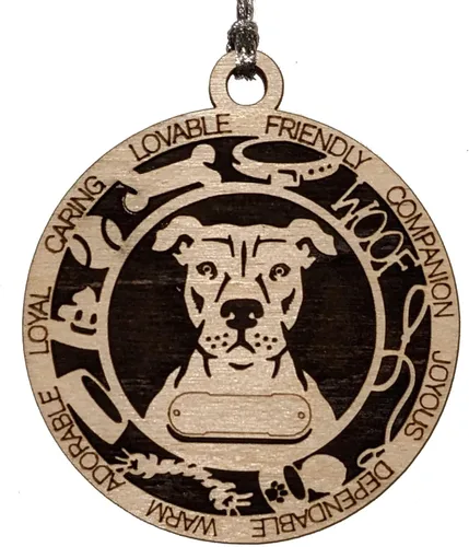 Adorno de Navidad personalizado de madera para perro de 3 pulgadas, nombre y texto personalizables, hecho a mano en Estados Unidos, diseño de corte