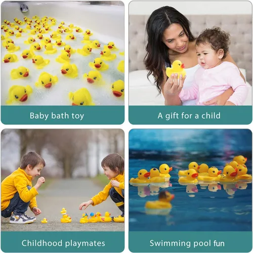Miniatura 11 de Juguetes de baño de patos de goma, 50 piezas de mini patos a granel para niños, decoración de baby shower, regalos de fiesta de cumpleaños, regalo