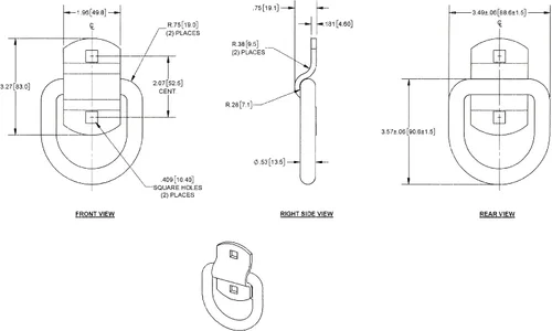 Miniatura 2 de Pesada 12,240 lb Cap. Tiedown y placa trasera w/2 – 1/2" hardware, Paquete de 2
