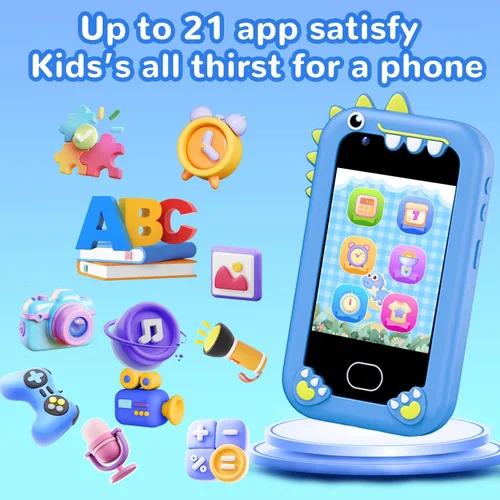 Miniatura 7 de Lapare Teléfono infantil para niños, teléfono de juguete con pantalla táctil con doble cámara, música y juegos, teléfono de juguete de aprendizaje