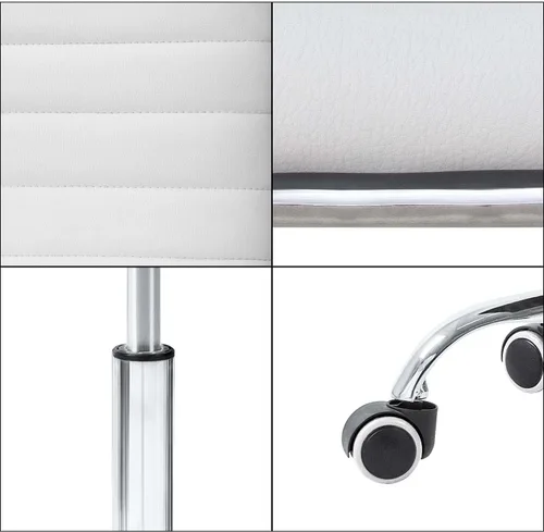 Miniatura 8 de Homall Moderno escritorio de oficina con respaldo bajo ajustable y acanalado sin brazos para escritorio de oficina giratorio de cuero con ruedas