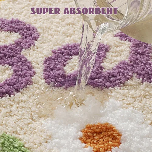 Miniatura 3 de Tapete de baño, bonitas alfombras de baño con microfibra suave y gruesa, absorbente, de secado rápido, antideslizante, lavable a máquina, tapete