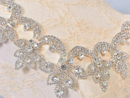 Miniatura 3 de Escote en V, apliques de cristal, apliques de hierro en diamantes, adornos brillantes para vestidos de novia, diadema de novia