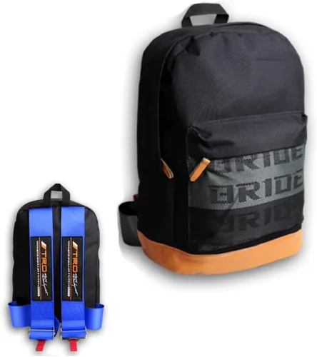 Miniatura 18 de W-POWER JDM Bride Racing Mochila de viaje para laptop con parte inferior marrón con correas de arnés ajustables (ASIMO-BK)