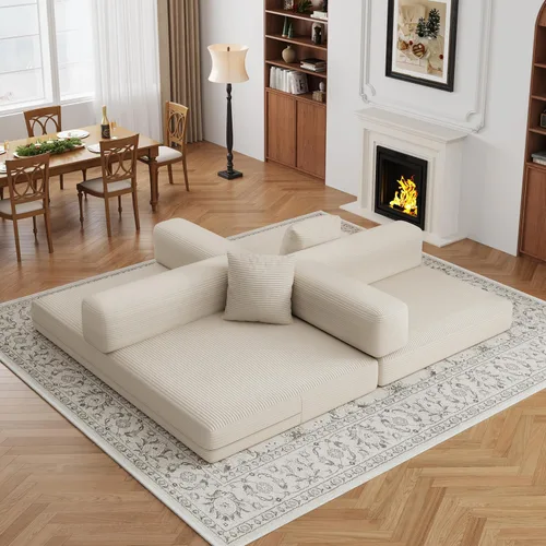 Miniatura 8 de Sofá cama convertible de 59.0 pulgadas, sofá cama futón 4 en 1, sofá cama extraíble, sofá cama sin hueso para sala de estar, sofás de pana sin hueso