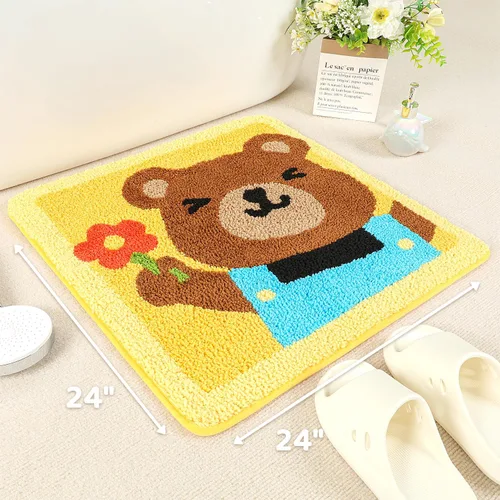 Miniatura 2 de Molesun Lindo tapete de baño de oso, tapete de baño antideslizante y suave, divertido tapete de microfibra de felpa absorbente de agua