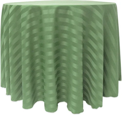 Miniatura 5 de ULTIMATE TEXTILE Mantel redondo de rayas satinadas de 84 pulgadas color marfil crema