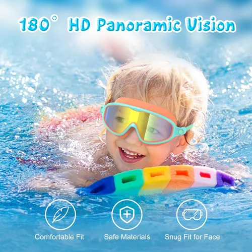 Miniatura 2 de VegoVia - Paquete de 2 gafas de natación para niños, gafas de natación antivaho con protección UV, de visión amplia, para niños de 3 a 15 años