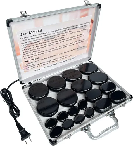 Miniatura 9 de Masaje de piedras calientes, juego de piedras de masaje portátil de 10 piezas con basalto y calentador, para tratamiento de calefacción