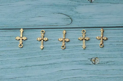 Miniatura 6 de 50 colgantes vintage de crucifijo con agujero de metal religioso antiguo plateado dorado cruz a granel para fabricación de joyas, kit de bricolaje