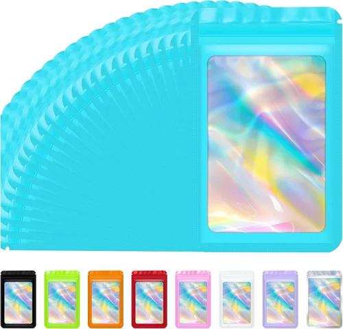 Miniatura 18 de Jetmore 100 piezas Bolsas Holográficas Mylar Resellables para Pequeñas Empresas Bolsa de Embalaje Sellable para Dulces Almacenamiento de Alimentos