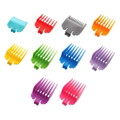 10 guías de corte profesionales para cortadora de cabello, varios colores aleatorios, guías de corte para cortapelos, se adapta a la mayoría de