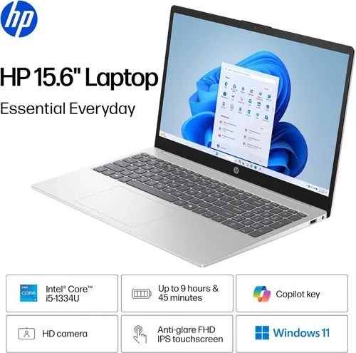Miniatura 2 de HP Laptop FHD de 15.6 pulgadas con pantalla táctil 2026, Intel i5-1334U, 8 GB de RAM, SSD de 512 GB, batería de larga duración, portátil