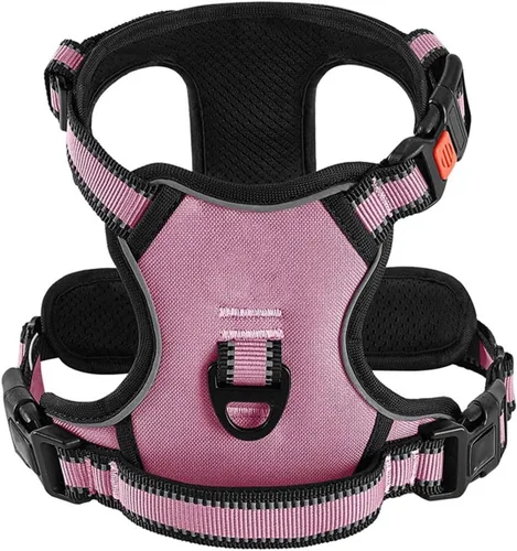 Miniatura 9 de Adjustable Reflective Nylon Dog Harness Vest No Pull Soft & Air-Permeable Pet Harness for Small & Large Dogs(Black,S)