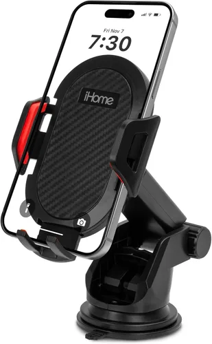 Miniatura 10 de iHome Soporte para automóvil, tablero de instrumentos/parabrisas/ventilación, cuello giratorio, agarre de silicona, brazo de montaje ajustable