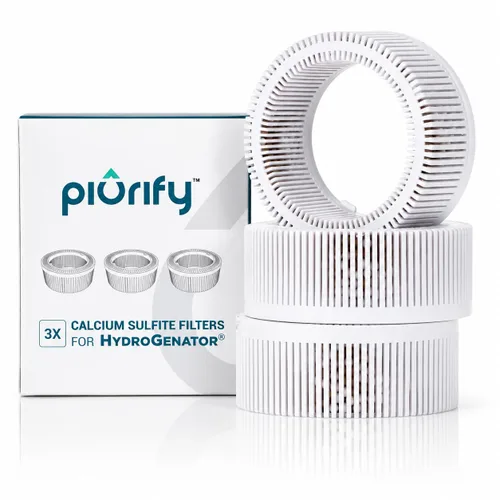 PIURIFY Paquete de 3 filtros de sulfito de calcio para jarra de hidrógeno de agua, elimina el cloro del agua potable, accesorios de repuesto para