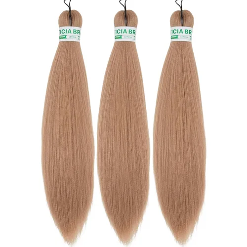 Miniatura 90 de Cabello estirado de fibra Kanekalon para trenzar con cabello humano, color oro rosado, 30 pulgadas