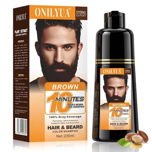 Miniatura 8 de Champú de tinte para barba y bigote para hombre, cobertura instantánea 100% de cabello gris, champú de color negro 3 en 1 para cabello facial