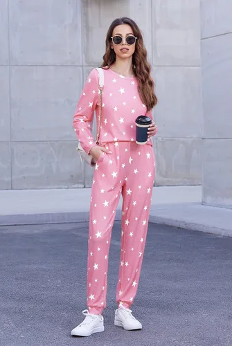 Miniatura 186 de Ekouaer Conjunto de pijama de manga larga para mujer, ropa de dormir suave con cuello redondo y bolsillos