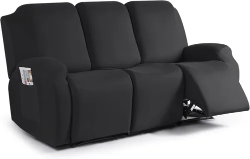 Miniatura 56 de TAOCOCO Funda para sofá reclinable, 3 piezas de fundas de tela de poliéster elástica para sofá reclinable de 3 asientos, protector de muebles suave