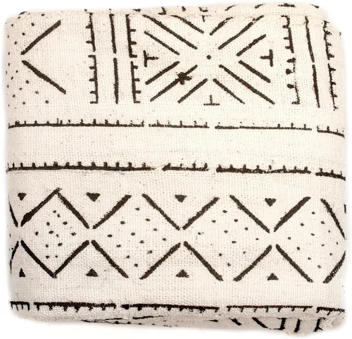 Miniatura 9 de The Bead Chest Paño de barro blanco Bogolan Mali, tejido africano hecho a mano de África occidental, 40 x 64 pulgadas, ideal para decoración